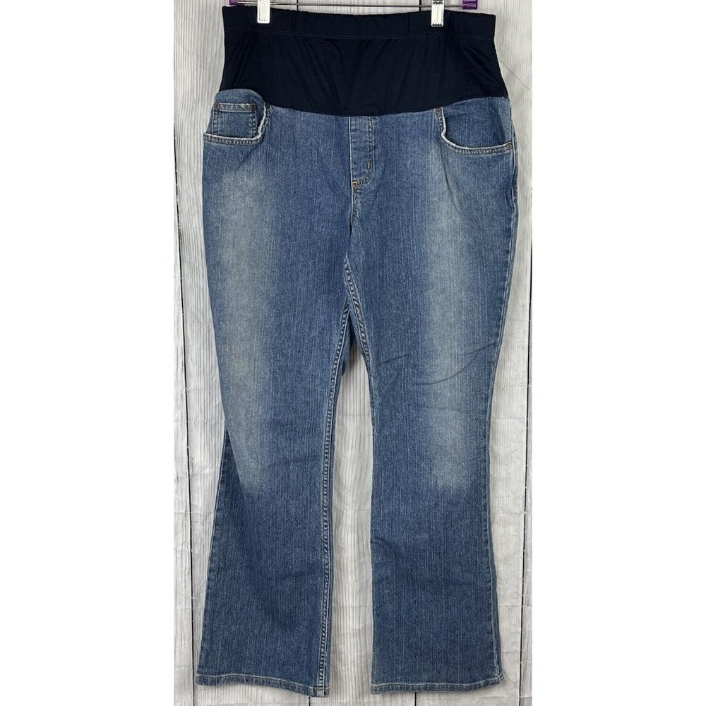 Liz Lange Maternity Blue Jeans Size 8 Stretch Boot Cut Elastic Tummy Panel